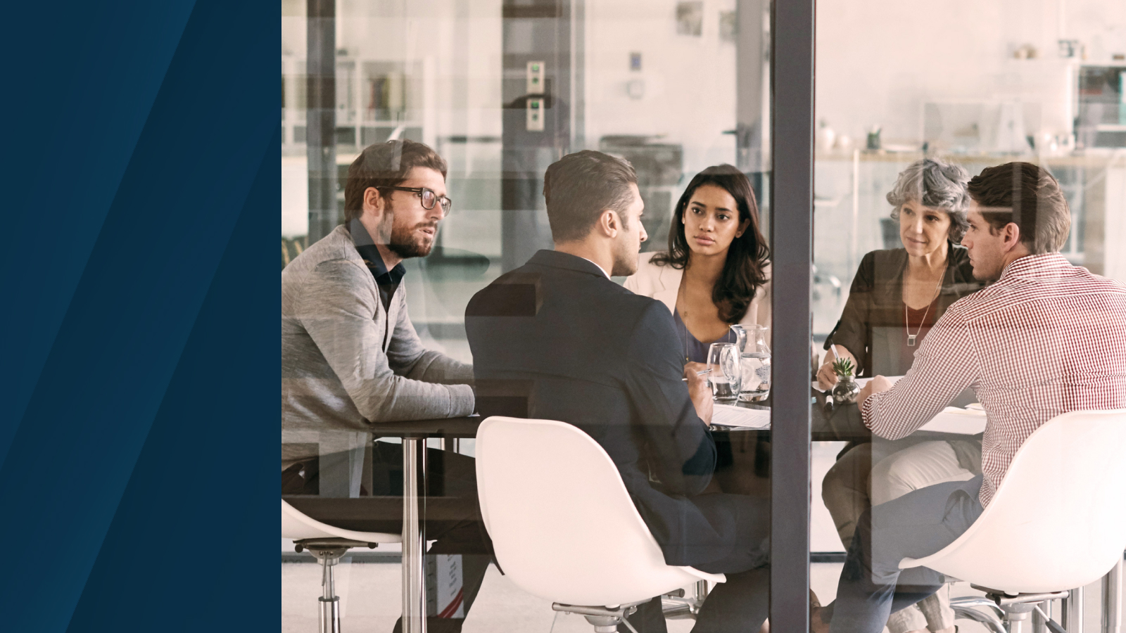 Anaplan datasheet on financial close and consolidation application. The text highlights 'Close early, accurately, and confidently,' with an image of a business meeting through a glass conference room.