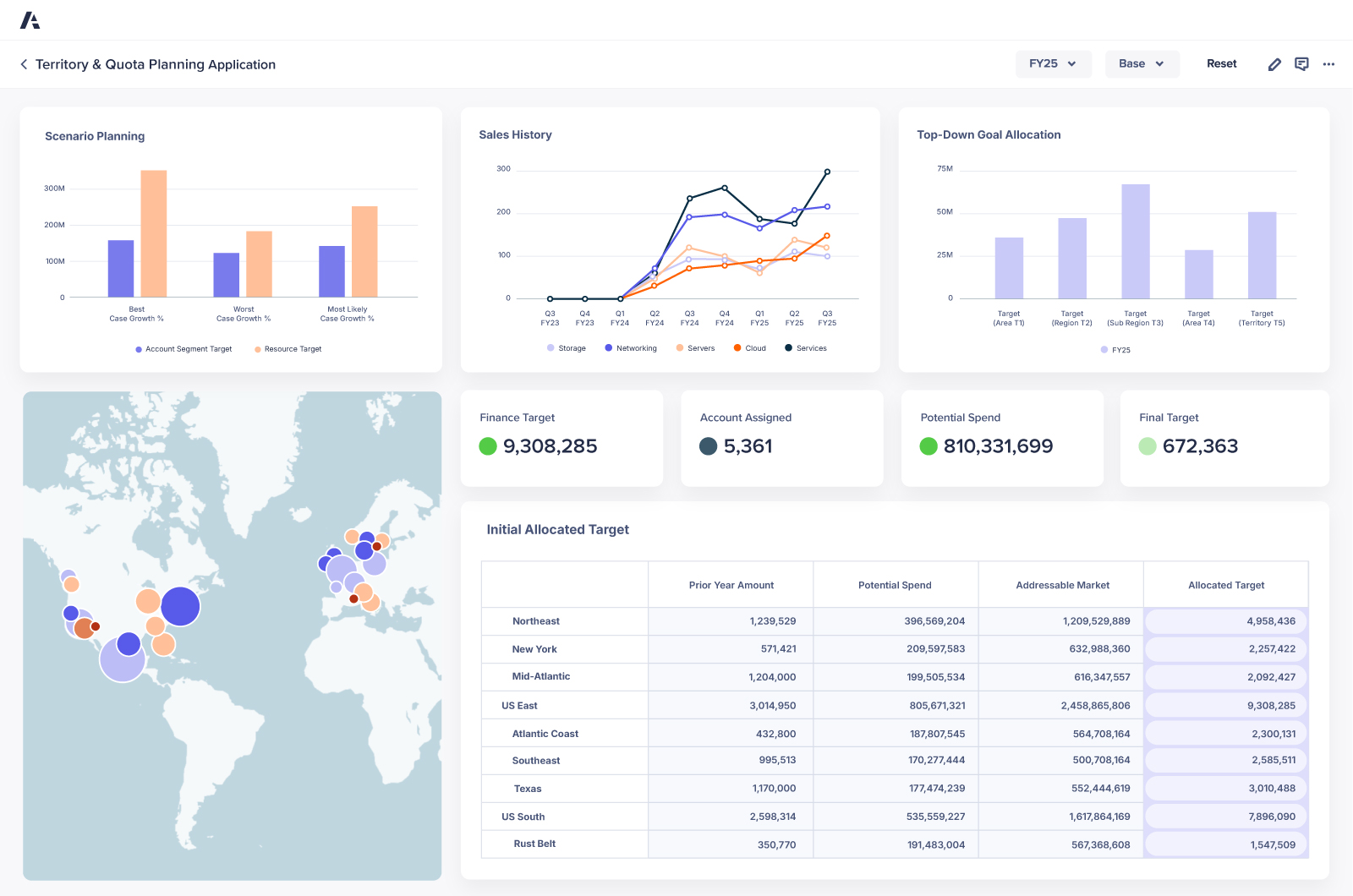Application Detail Territory and Quota Planning Product Visual Territory and Quota Planning Dashboard
