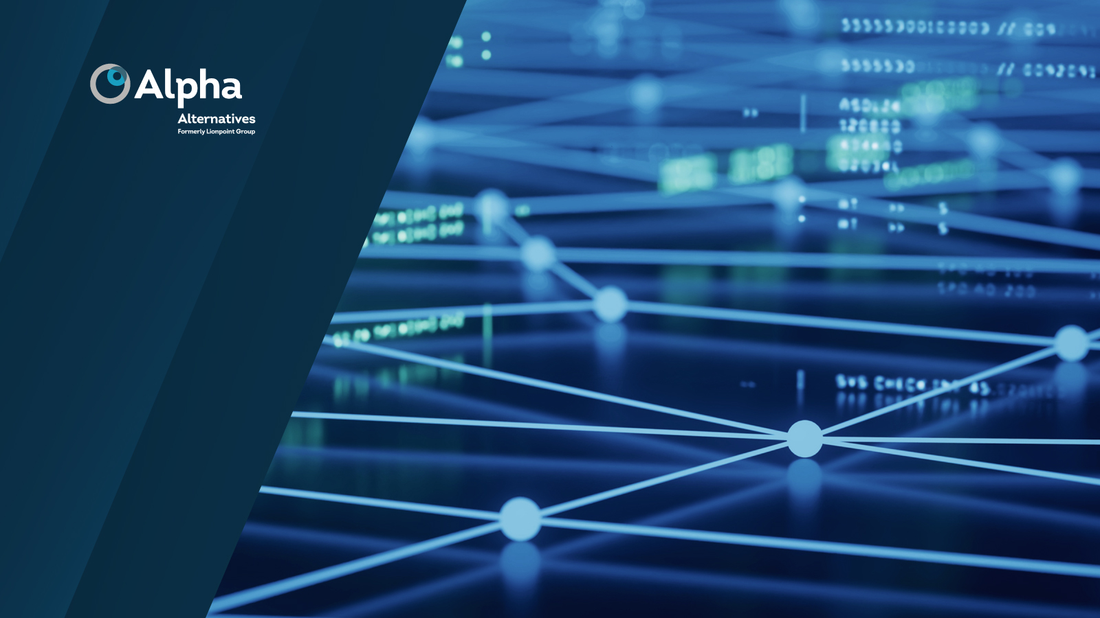 Anaplan and Alpha Alternatives webinar on streamlining FP&A for private markets. The text highlights key strategies for financial planning and data-driven decision-making, with an abstract digital network background representing financial connectivity.